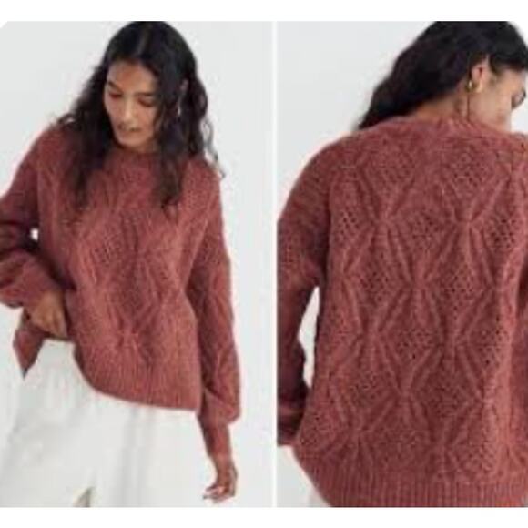Madewell Wool Blend Sweater Womens Small Cayden Pointelle Balloon Sleeve - Picture 1 of 7